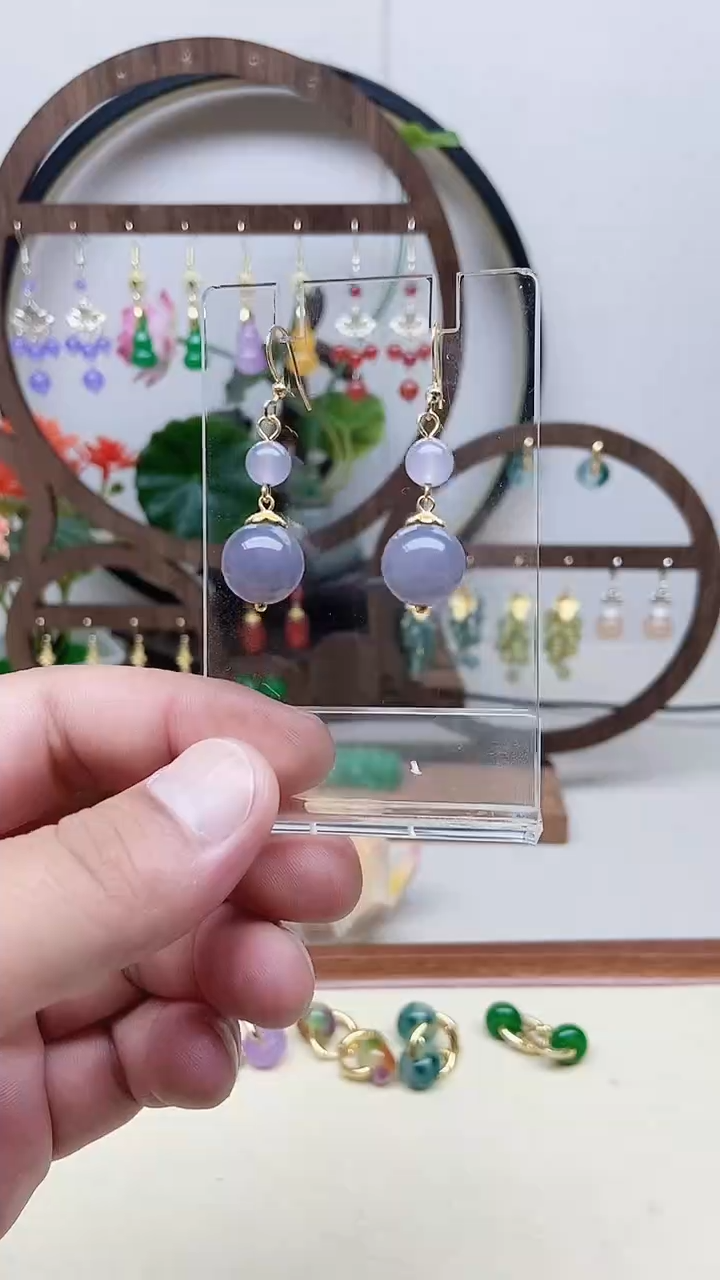 和田玉14K金镶嵌耳饰109号