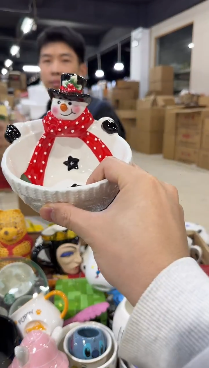 瓷片陶瓷原盒雪人碗