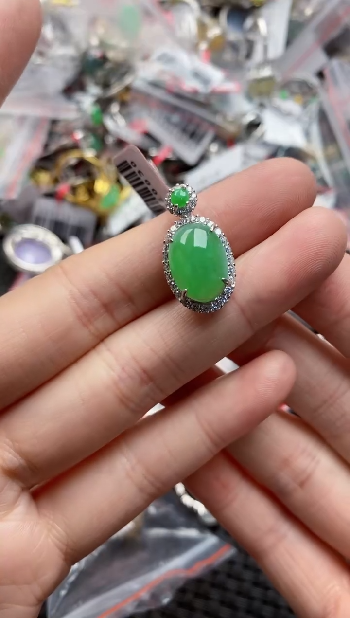 银S925镶嵌戒指翡翠7777-----2