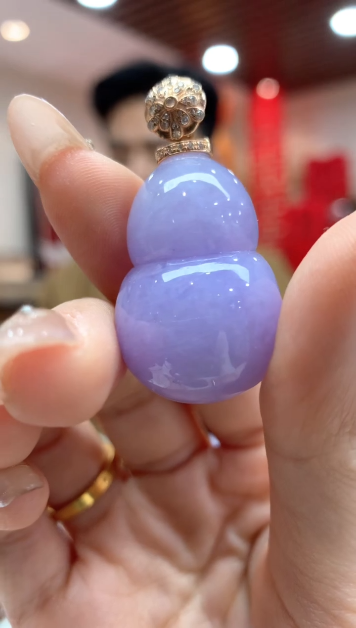 【闪购商品】翡翠吊坠(不含链)18K金镶嵌葫芦