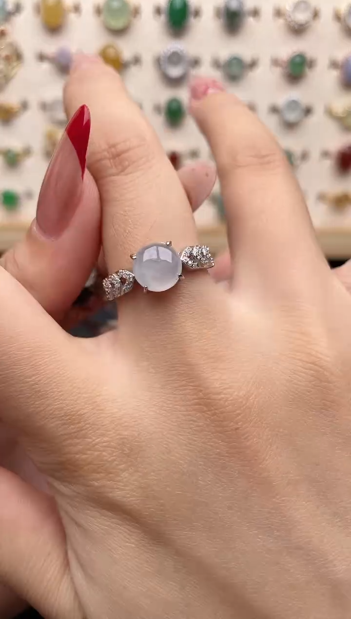 【闪购商品】翡翠戒指银S925镶嵌一物一证一礼盒