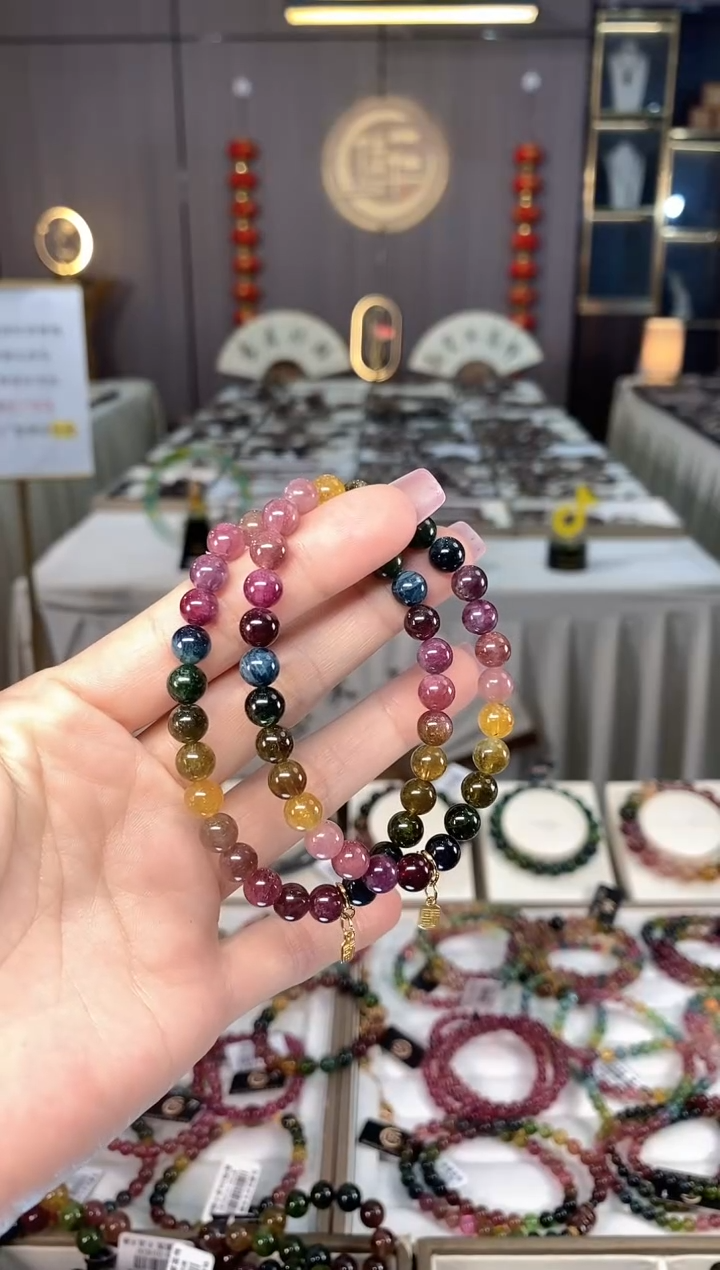 未镶嵌老矿碧玺彩虹单圈手串6mm+碧玺多样性发货一条hon