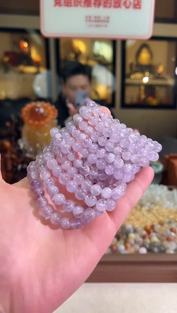 未镶嵌手链水晶8mm+烟紫兔毛（多样性发一）