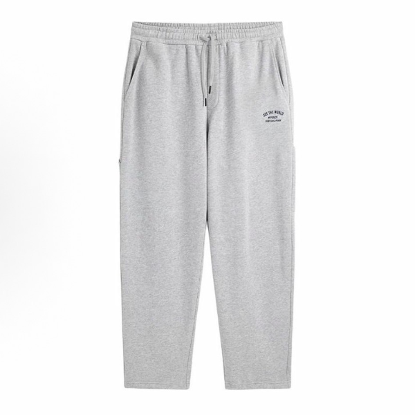 【PB剪标】Q011灰色毛圈布工装直筒卫裤（默认没有抽绳）