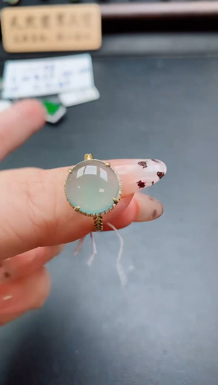 银S925镶嵌戒指翡翠1