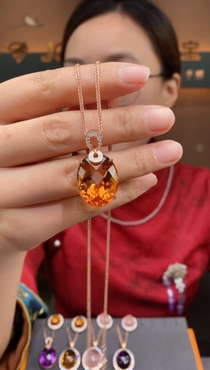 【闪购商品】黄晶吊坠银S925镶嵌黄晶吊坠