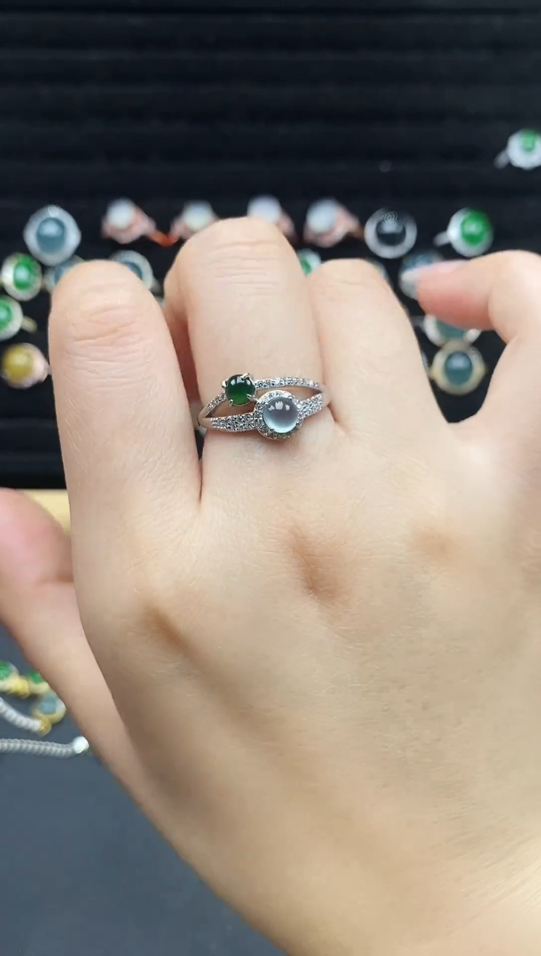 银S925镶嵌戒指翡翠111