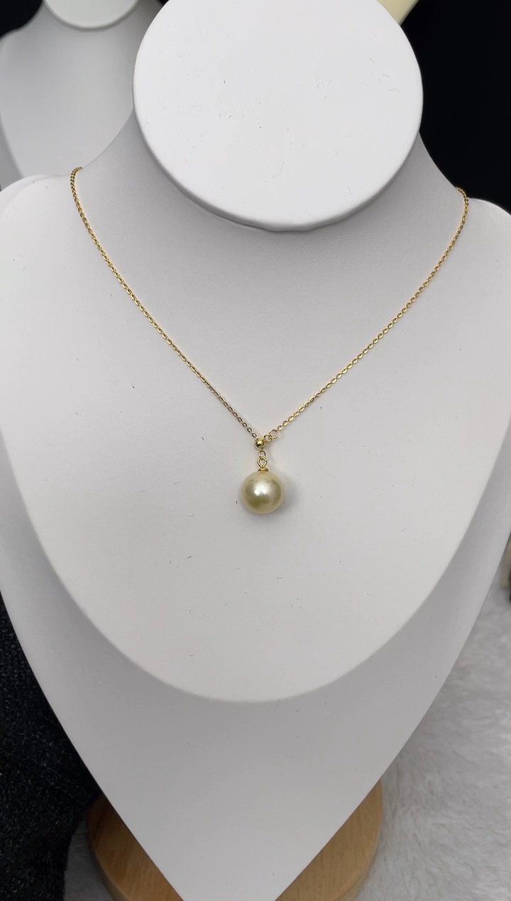 【闪购商品】海水珍珠吊坠(赠链)银S925镶嵌南洋金珠y字链11-12mm