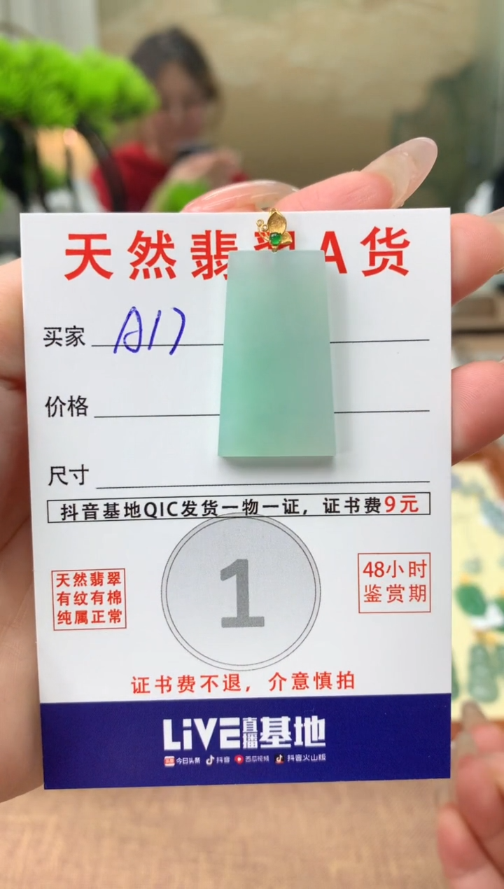 【闪购商品】翡翠颈饰18K金镶嵌天然A货翡翠挂件