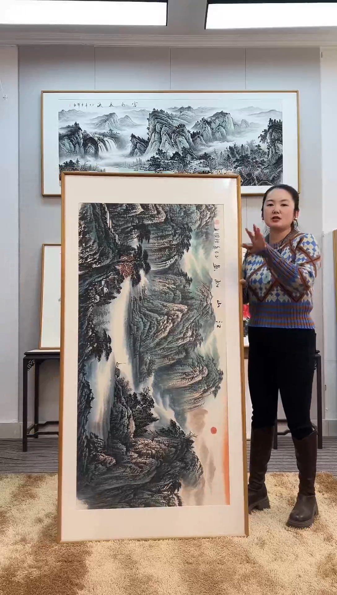 国画手绘山水162*82尺寸