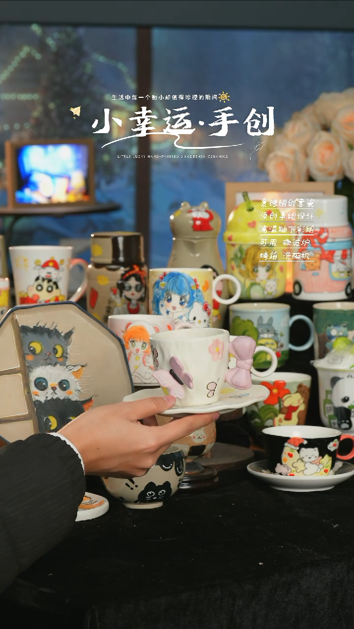 【闪购商品】小幸运纯手工手绘陶瓷