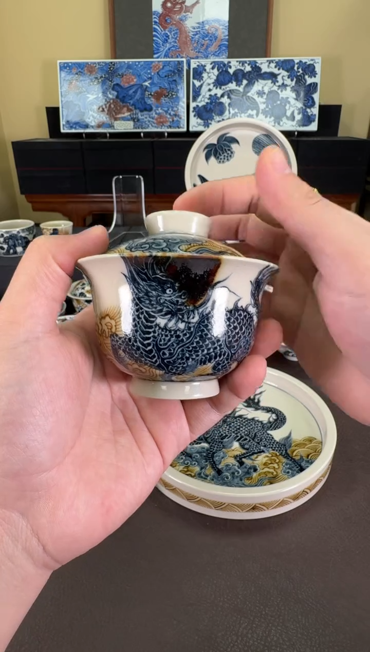 【闪购商品】二号釉麒麟纹盖碗