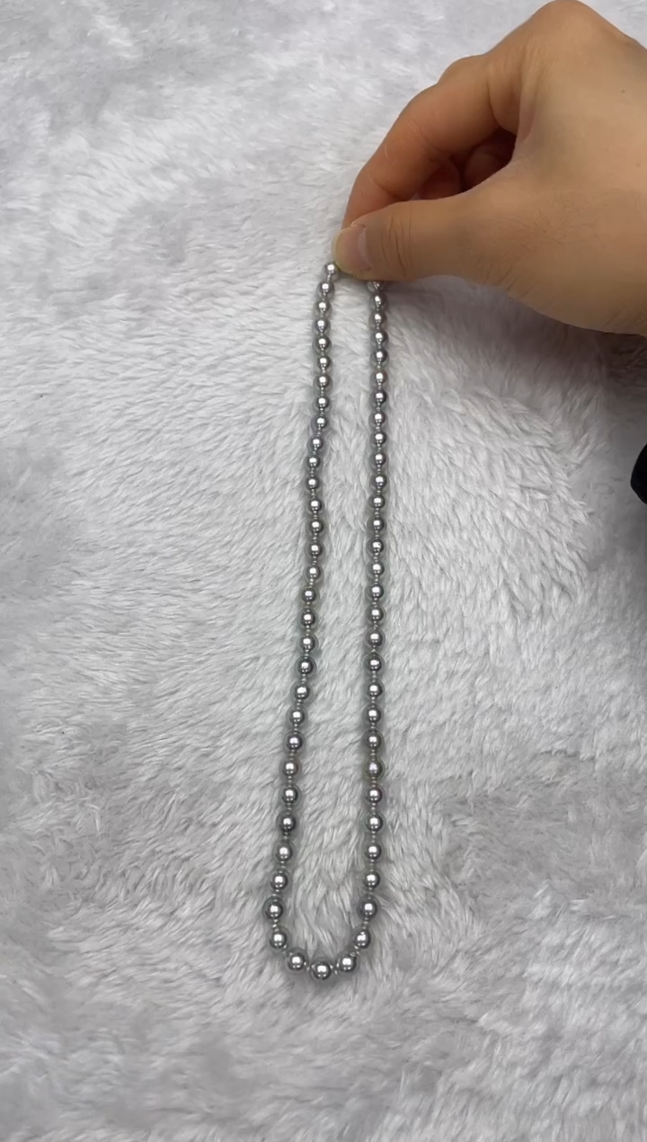 项链银S925镶嵌海水珍珠AK真多麻6-6.5mm