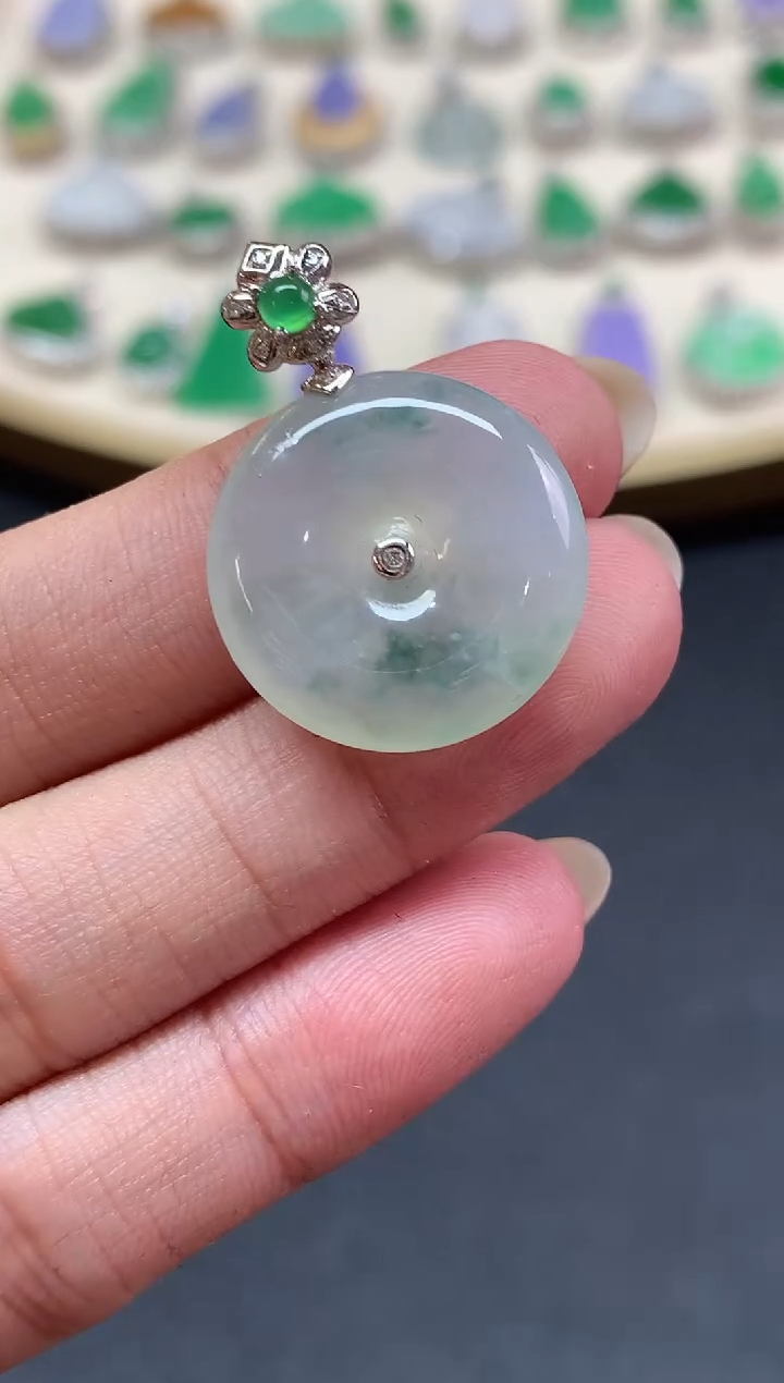 翡翠18K金镶嵌吊坠(不含链)D6|3980