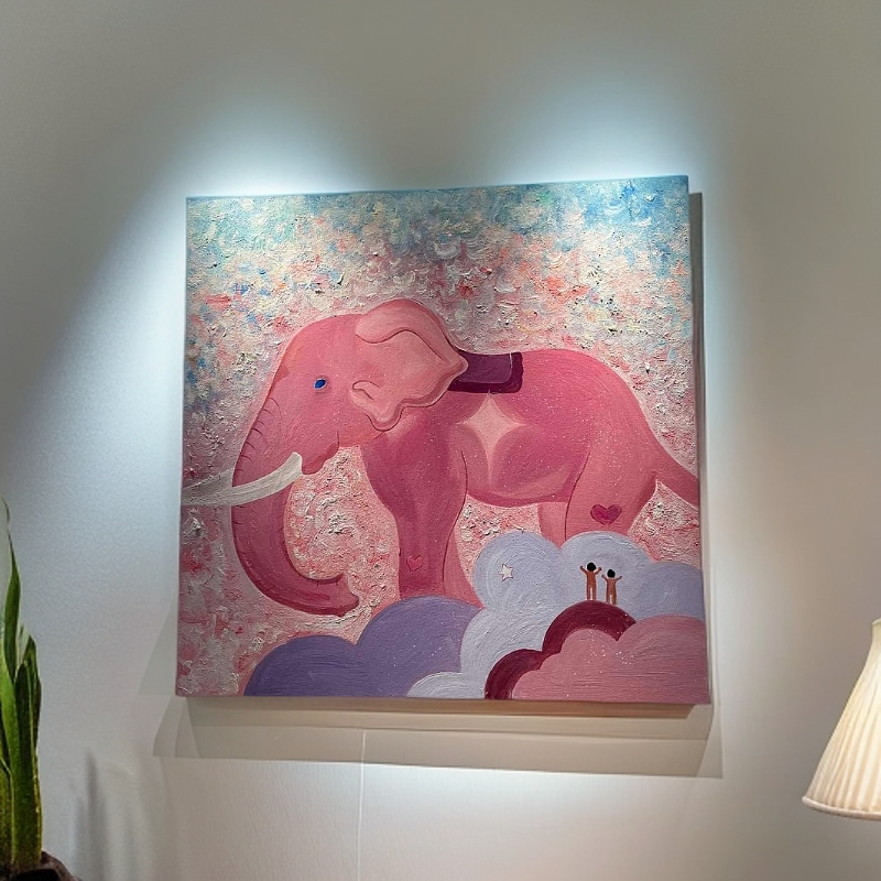 油画手绘抽象《大象》北欧玄关极简法式客厅背景墙装饰画