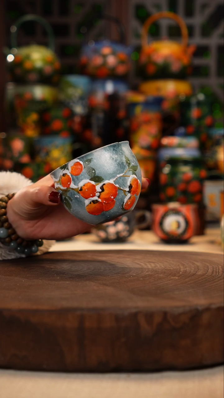 紫砂油画手绘釉下彩