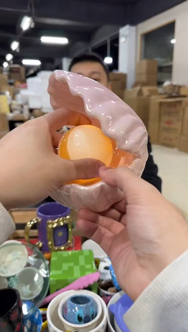 瓷片陶瓷粉色贝壳加灯