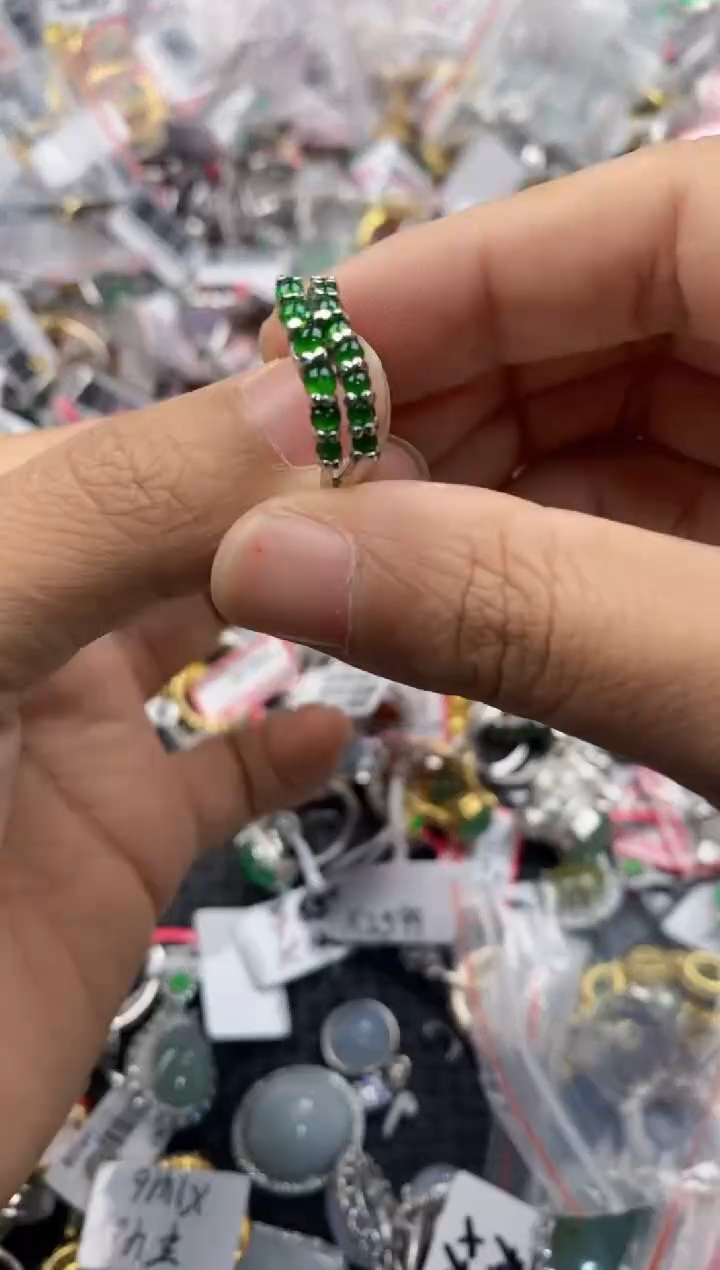 银S925镶嵌戒指翡翠3333----1