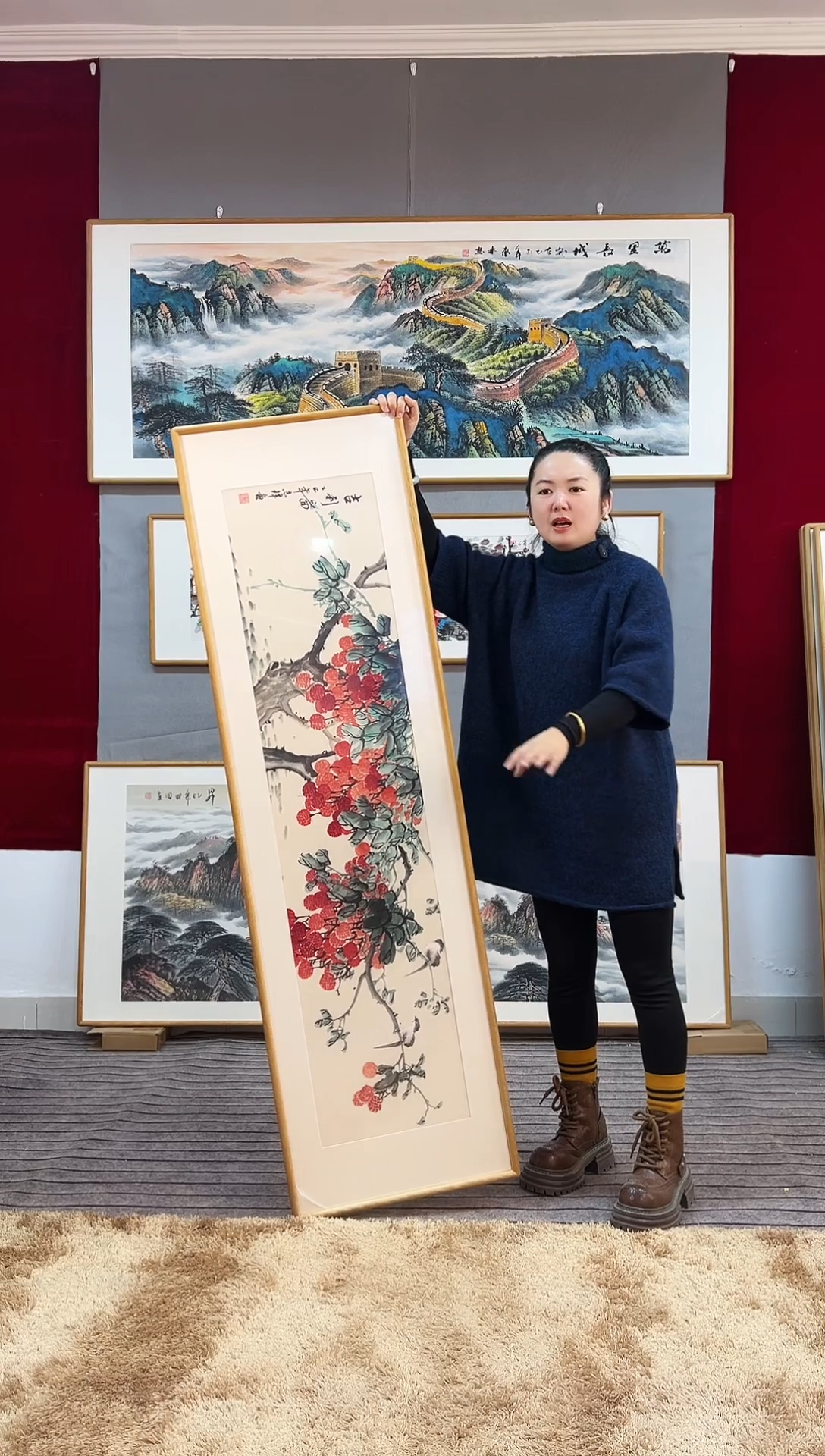 国画手绘大吉162*47尺寸