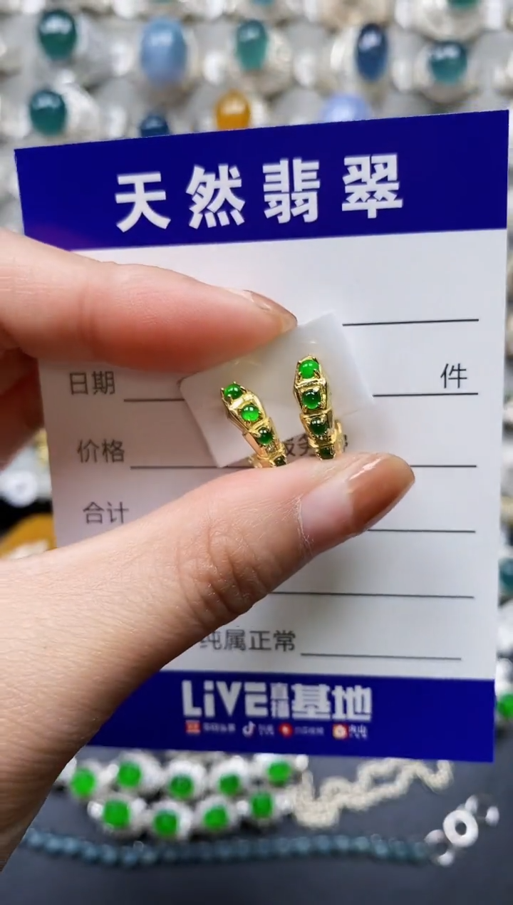 【闪购商品】翡翠耳饰银S925镶嵌0219