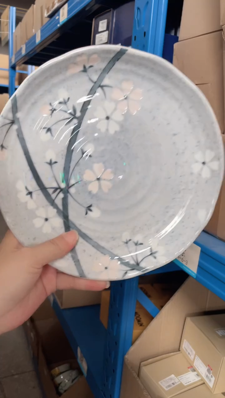 陶瓷淡墨樱花【2支】8.2英寸盘