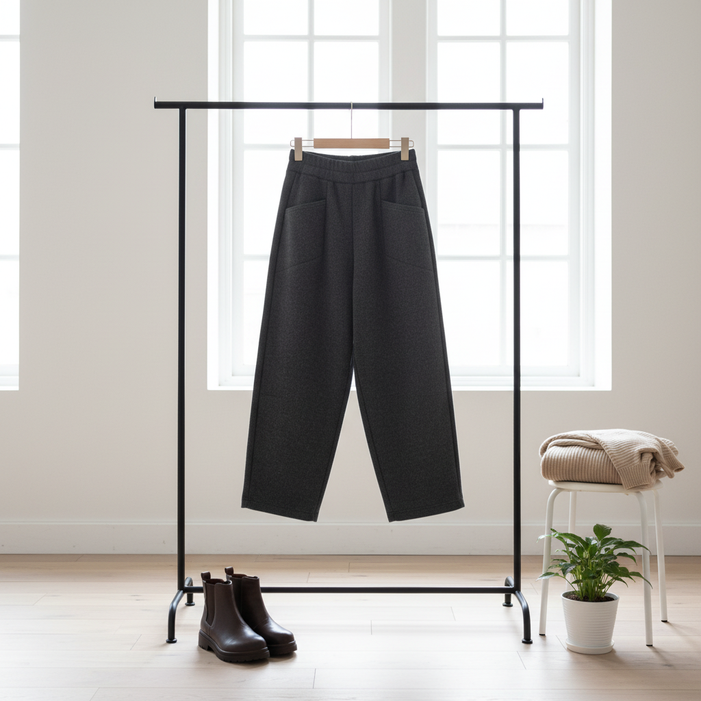 902减龄气质显瘦高腰菱形口袋设计宽松阔版哈伦裤女