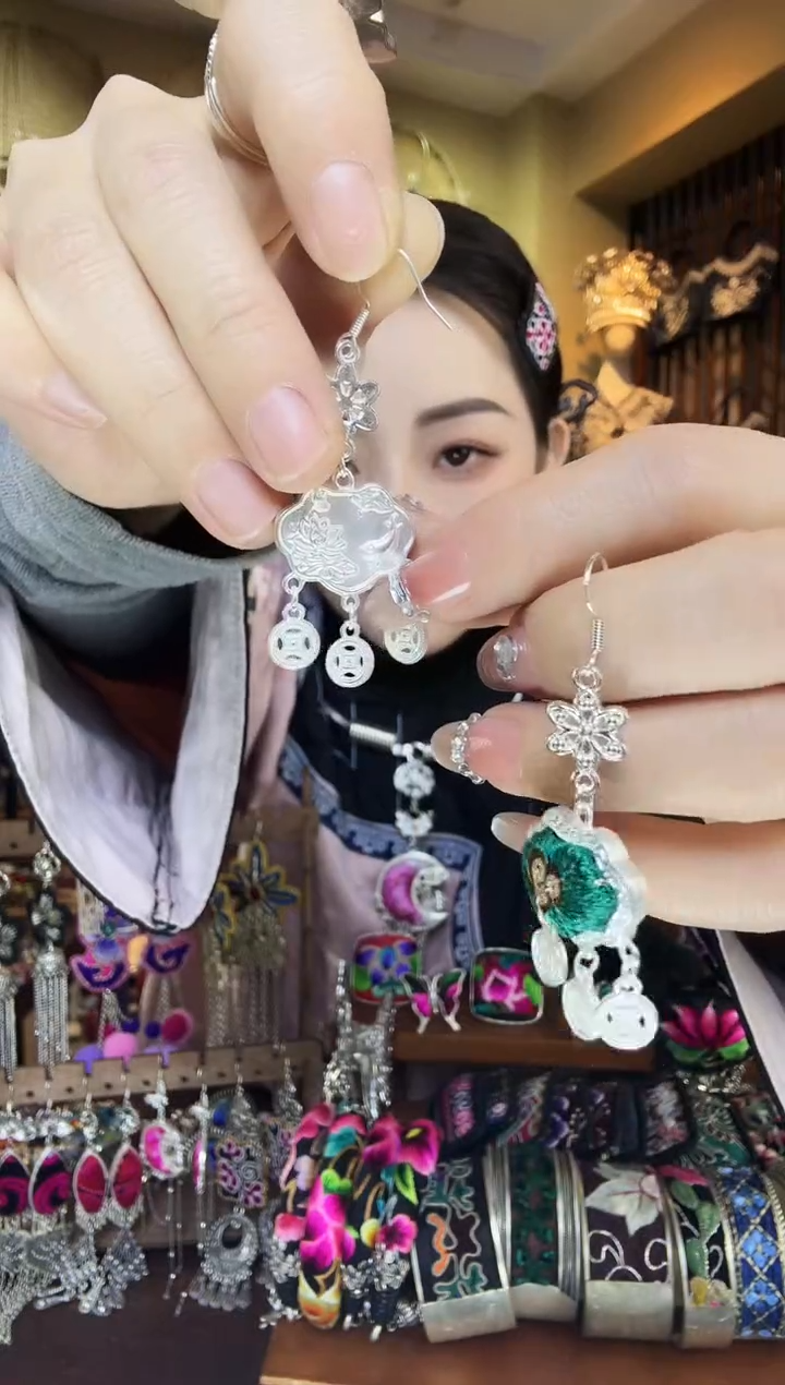 刺绣非遗刺绣民族风耳环