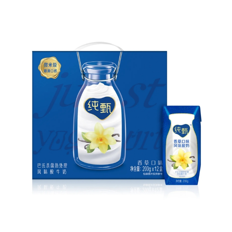 纯甄 香草口味巴氏杀菌热处理风味酸牛奶 200g*10盒/箱