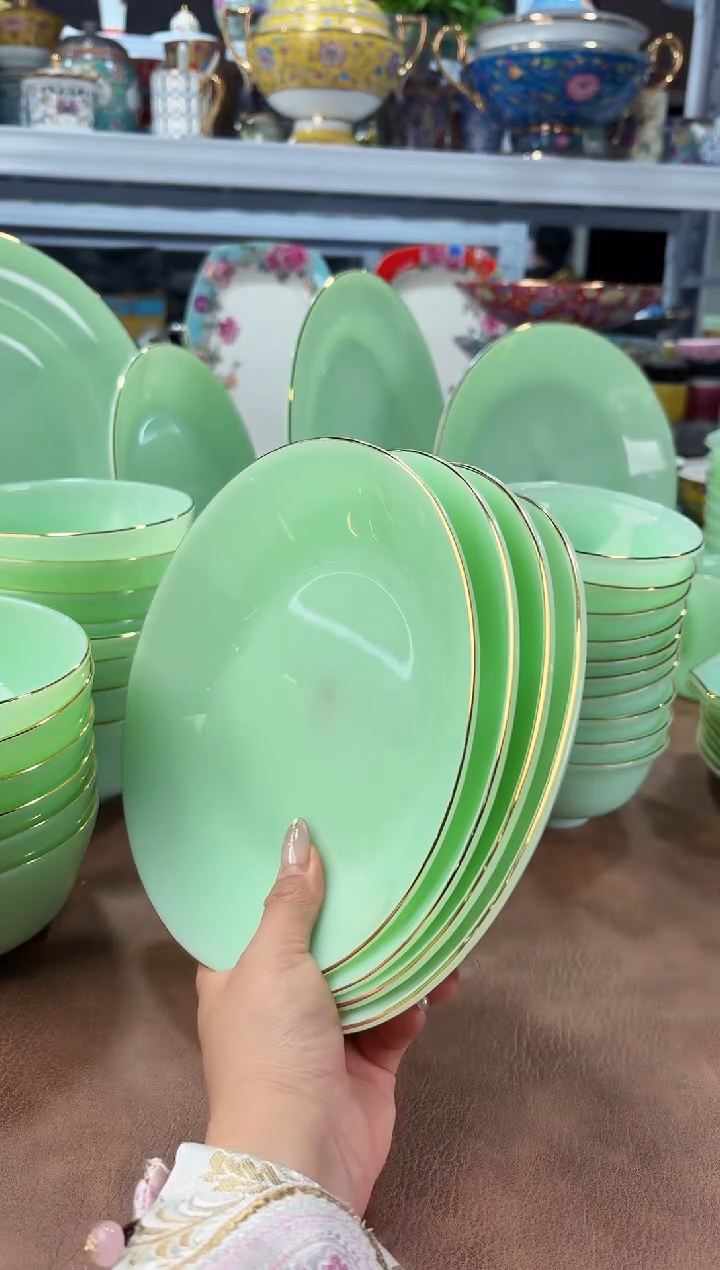 玉瓷8英寸深盘4个景德镇