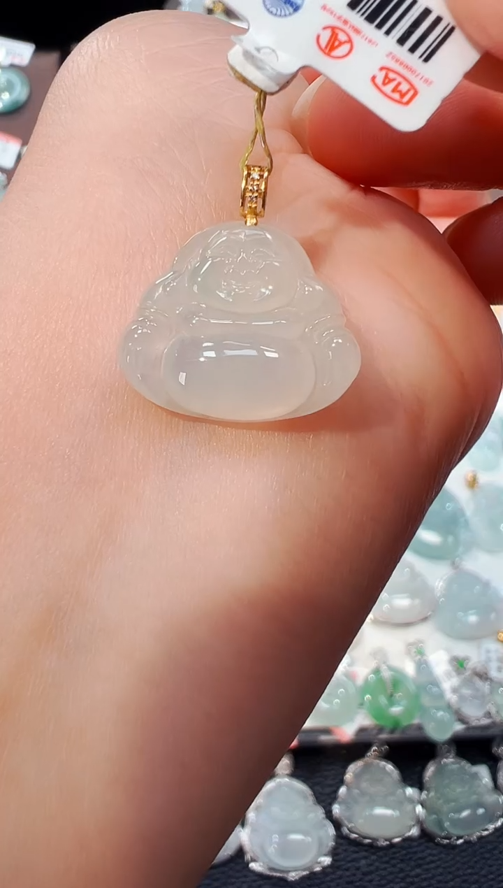 【闪购商品】翡翠吊坠(不含链)18K金镶嵌佛公吊坠003