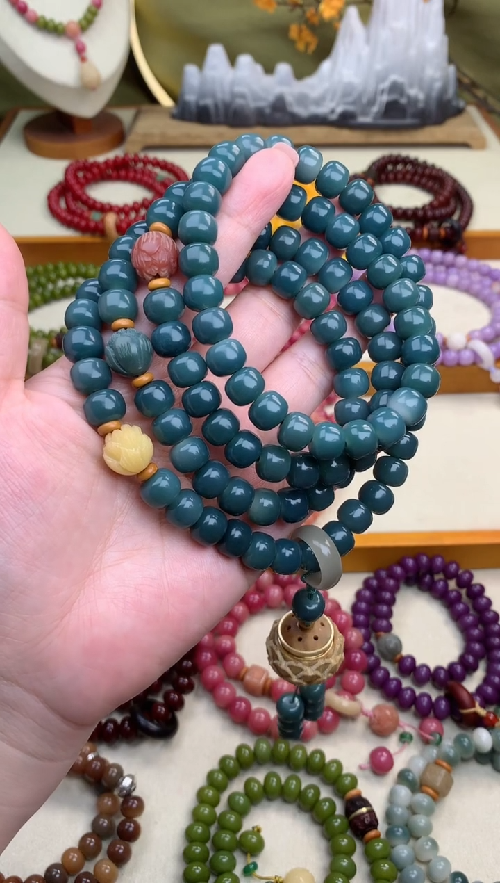 【闪购商品】白玉菩提手串水墨丹青