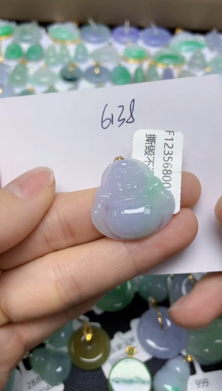 【闪购商品】翡翠挂件18K金镶嵌 天然翡翠A货