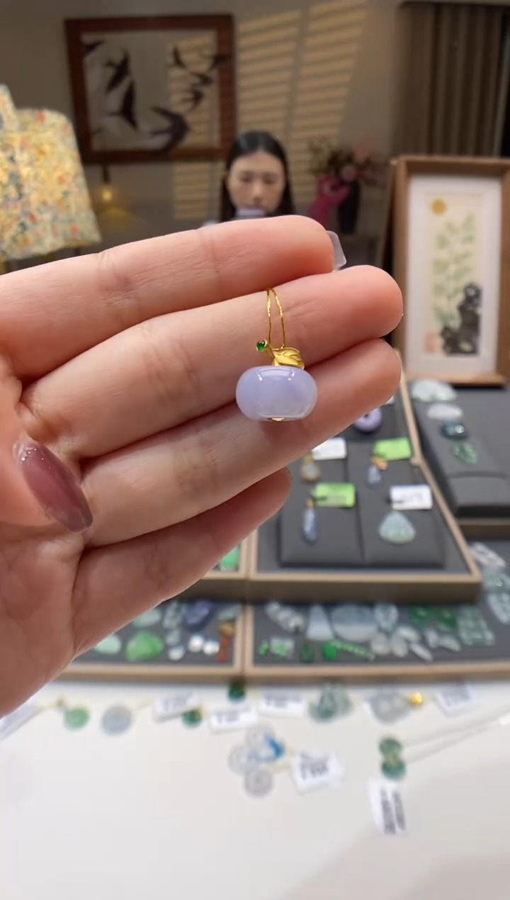 【闪购商品】翡翠颈饰18K金镶嵌珠子