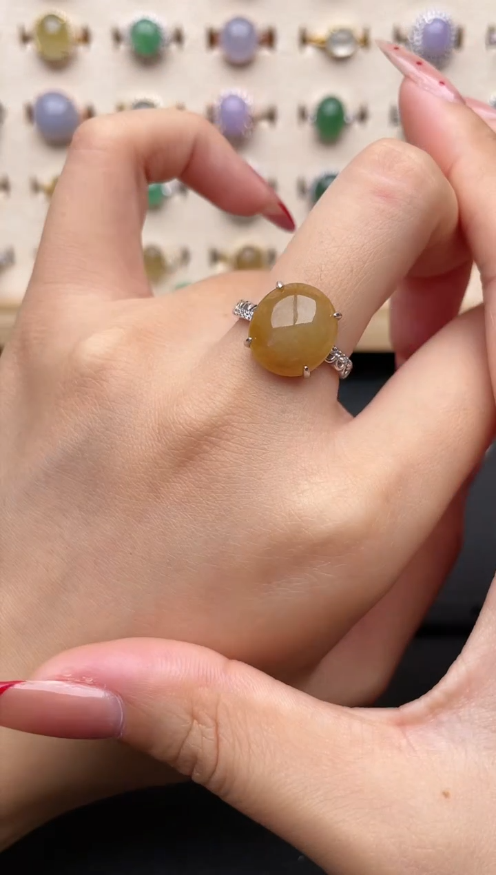 【闪购商品】翡翠戒指银S925镶嵌一物一证一礼盒