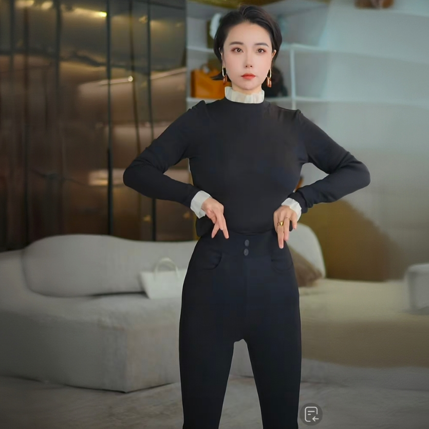 【洺姐推荐】休闲裤 秋冬时尚松紧腰修身显腿长QC2502小黑裤