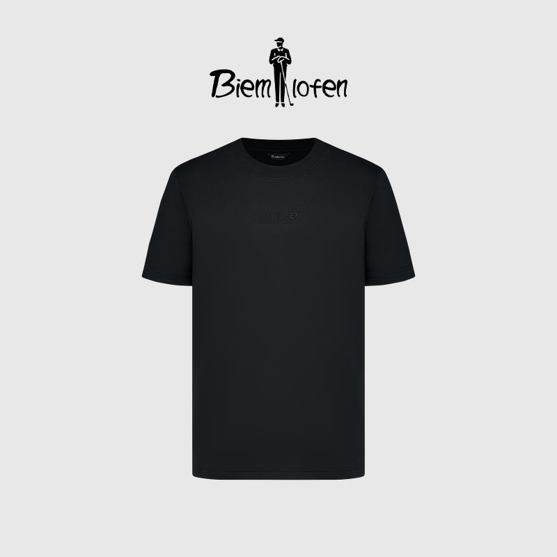 【干爽面料】比音勒芬2025春欧若风男士纯色上衣简约圆领短袖T恤