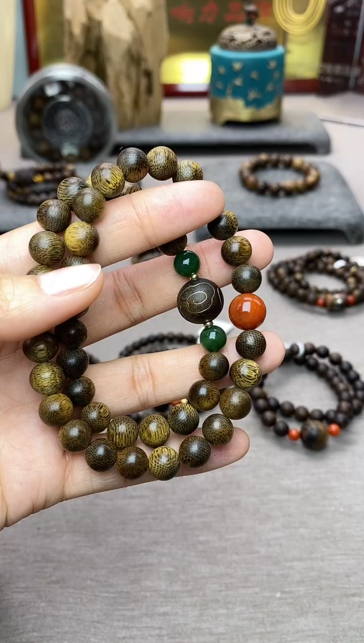 【闪购商品】沉香手串芽庄黄棋楠沉水老料0.8＋祥云1.2设计