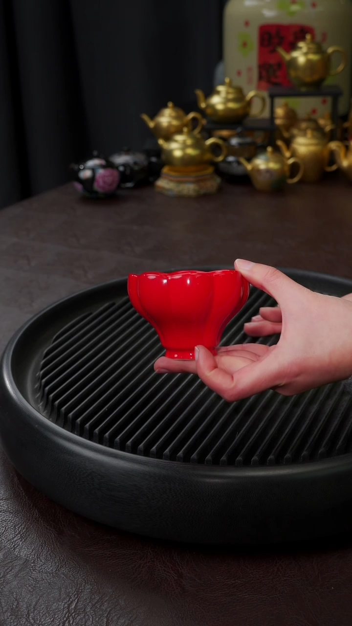 【闪购商品】杯【宜景窑中国红】大曼陀罗