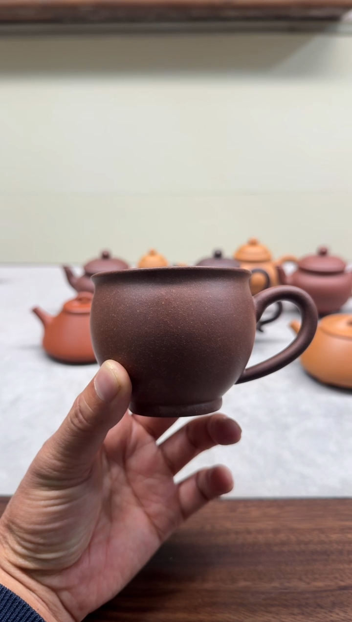 五号井无添加天青泥带把小杯