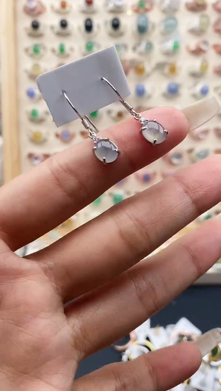 【闪购商品】翡翠戒指银S925镶嵌缅甸天然A货翡翠111  4+6