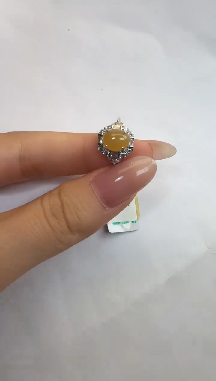 银S925镶嵌戒指翡翠925银镶A货翡翠戒指183