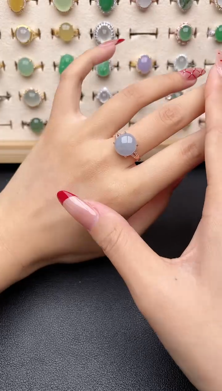 【闪购商品】翡翠戒指银S925镶嵌一物一证一礼盒