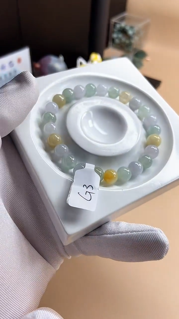【闪购商品】翡翠手串未镶嵌天然翡翠A货G3