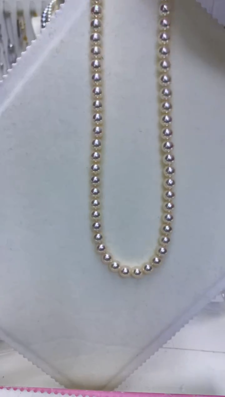 【闪购商品】海水珍珠饰品银S925镶嵌6-7羽皇金满珠链