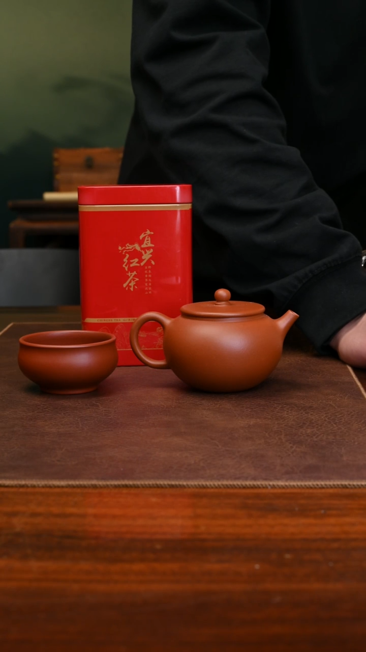 【闪购商品】紫砂茶壶圆珠160cc朱砂