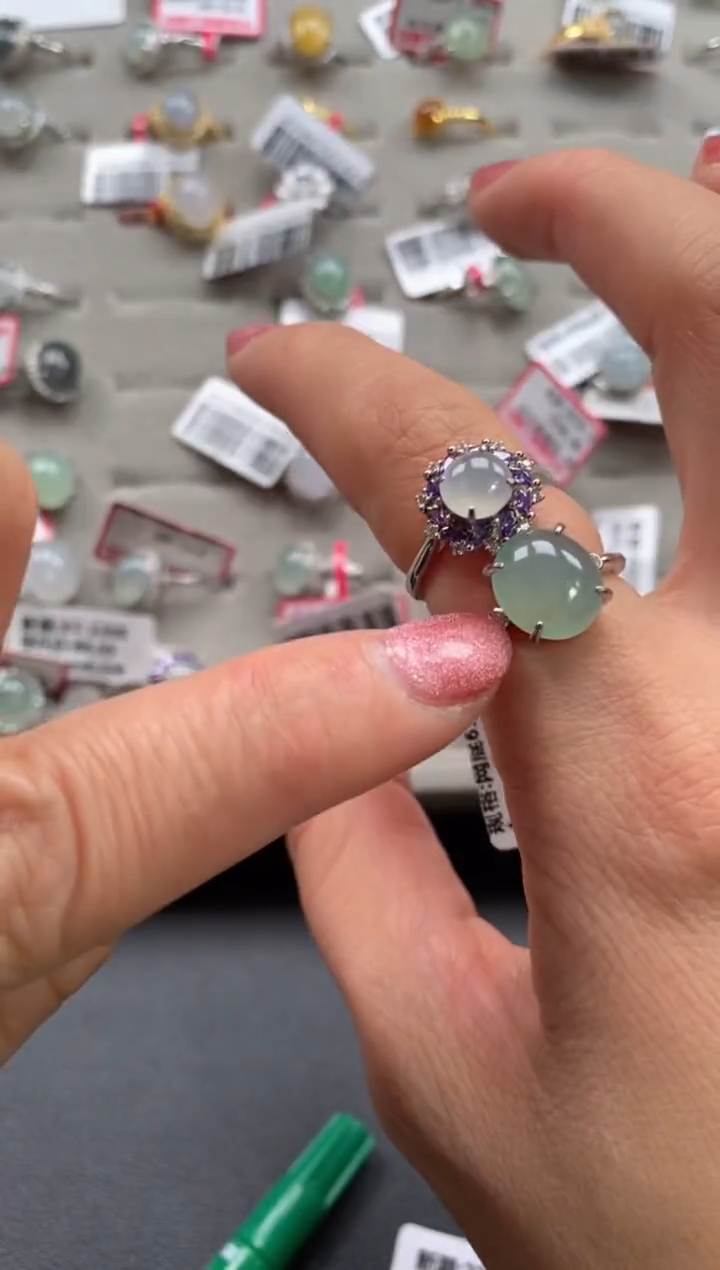 【闪购商品】翡翠戒指银S925镶嵌22222222    3