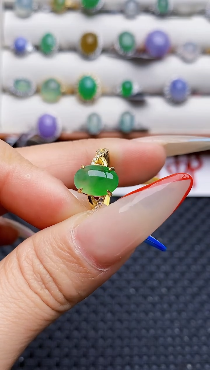 银S925镶嵌戒指翡翠5897