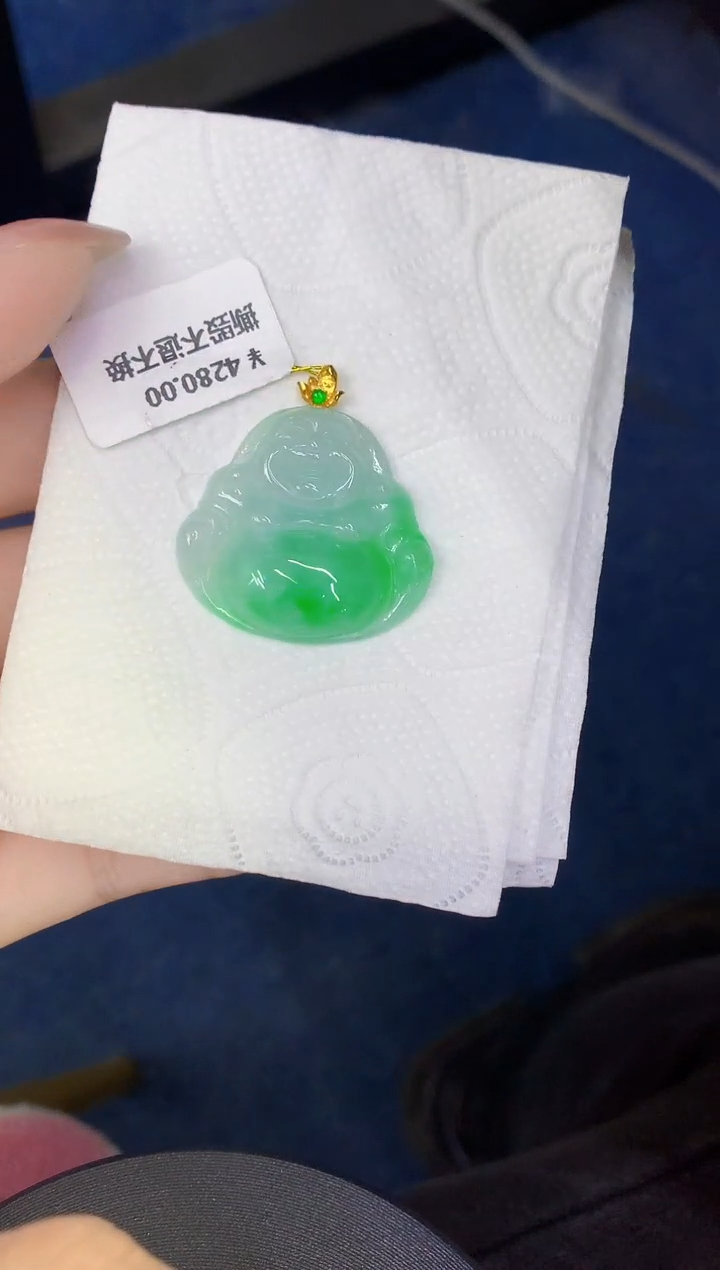 颈饰18K金镶嵌翡翠缅甸天然翡翠A货