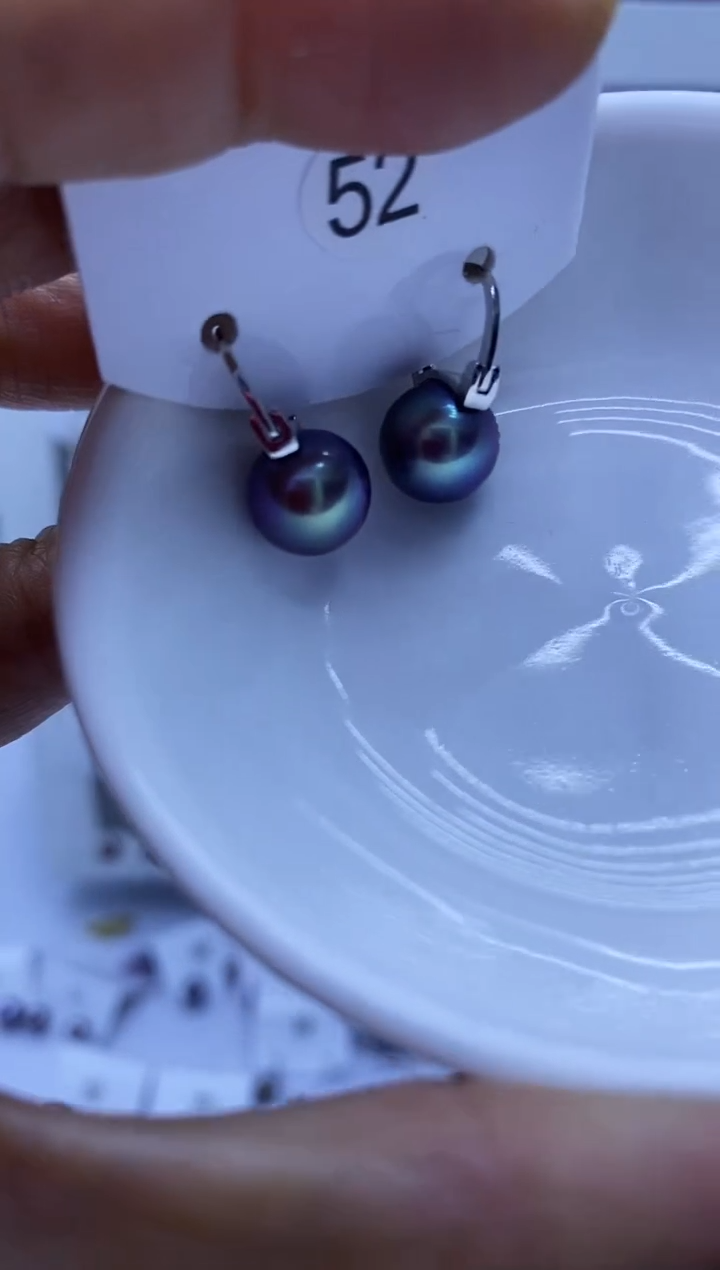 银S925镶嵌耳饰淡水珍珠52