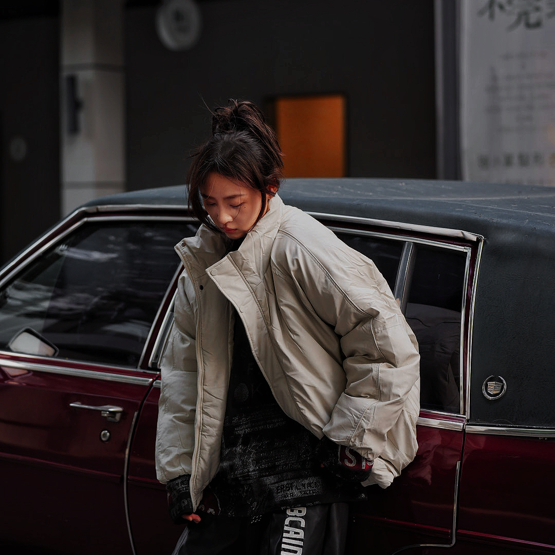 新2025皮衣秋冬新潮宽松休闲男立领拼接水洗做旧蝙蝠袖保暖外套